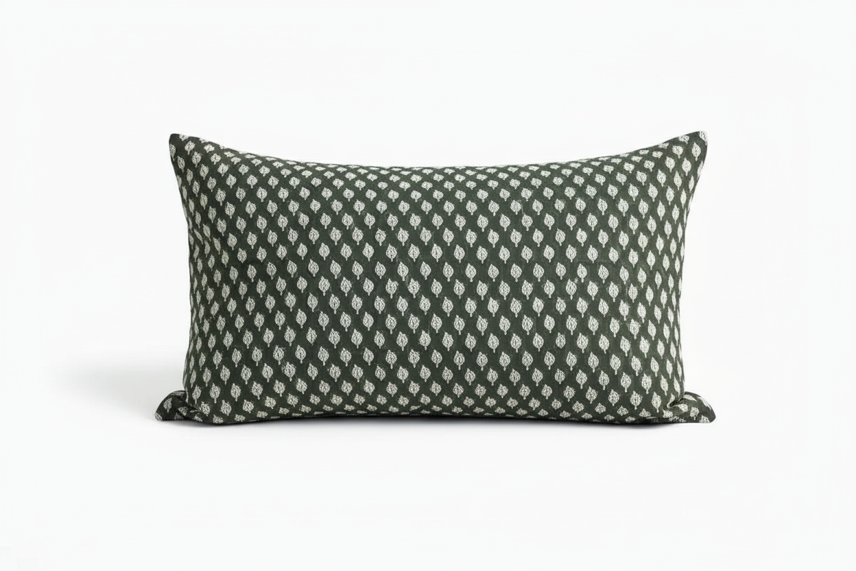 Marlowe Ditsy Prints Dark Green Pillow Cover 16" x 42" Double Sided Pillow Covers