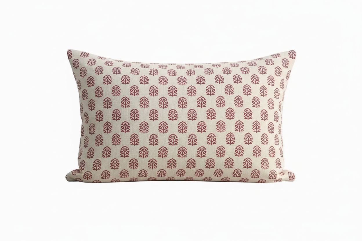 Alina Ditsy Prints Light Beige Pillow Cover 16" x 42" Double Sided Pillow Covers