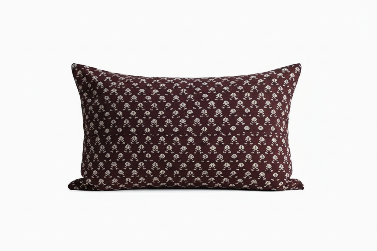 Dahlia Ditsy Prints Red Pillow Cover 16" x 42" Double Sided Pillow Covers