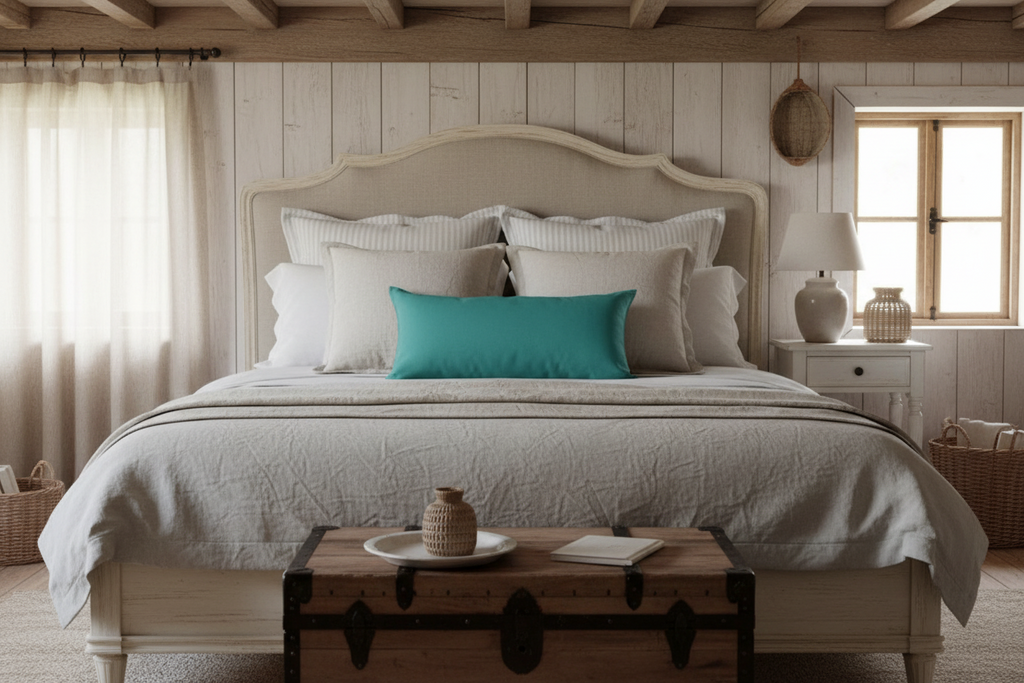 Isolde Linen Deep Teal Pillow Cover Pillow Covers