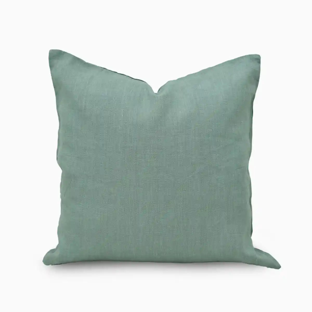 Solid light blue pillow on a white background