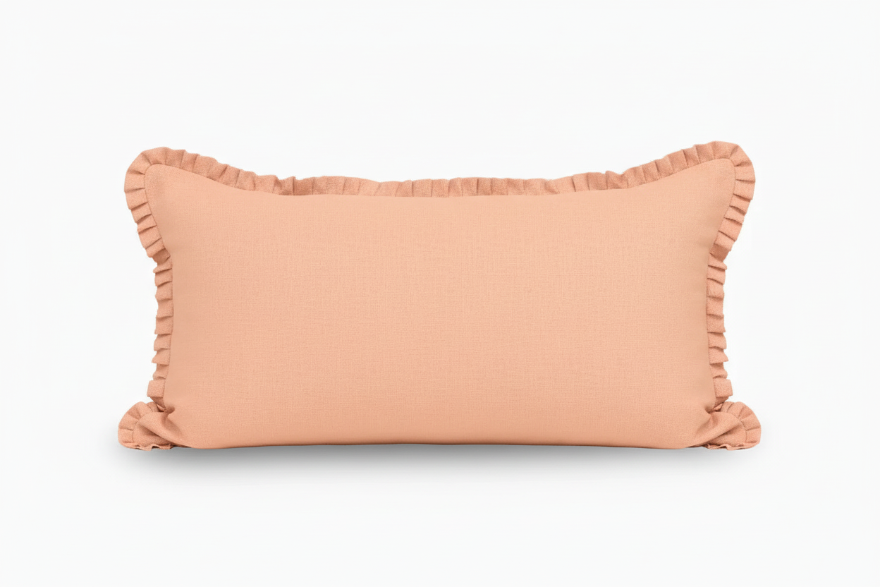 Tinsley Linen Coral Blush Pillow Cover Ruffle Pillow Covers