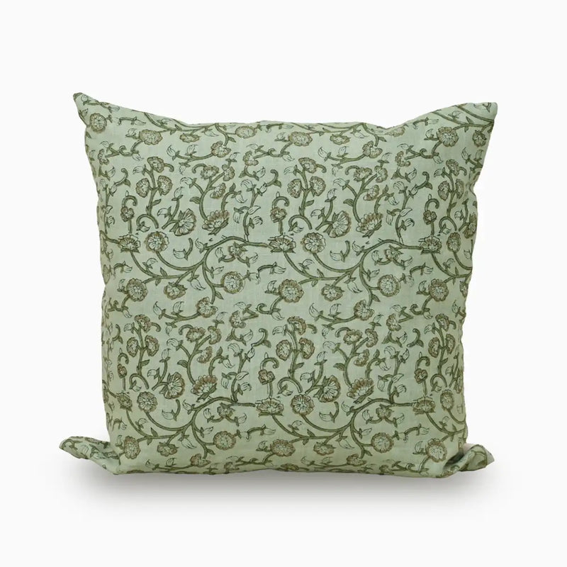 Botanical Drift Flora Bloom Linen Pillow Cover - Mint & Sage 16"X42" Double Sided Pillow Covers