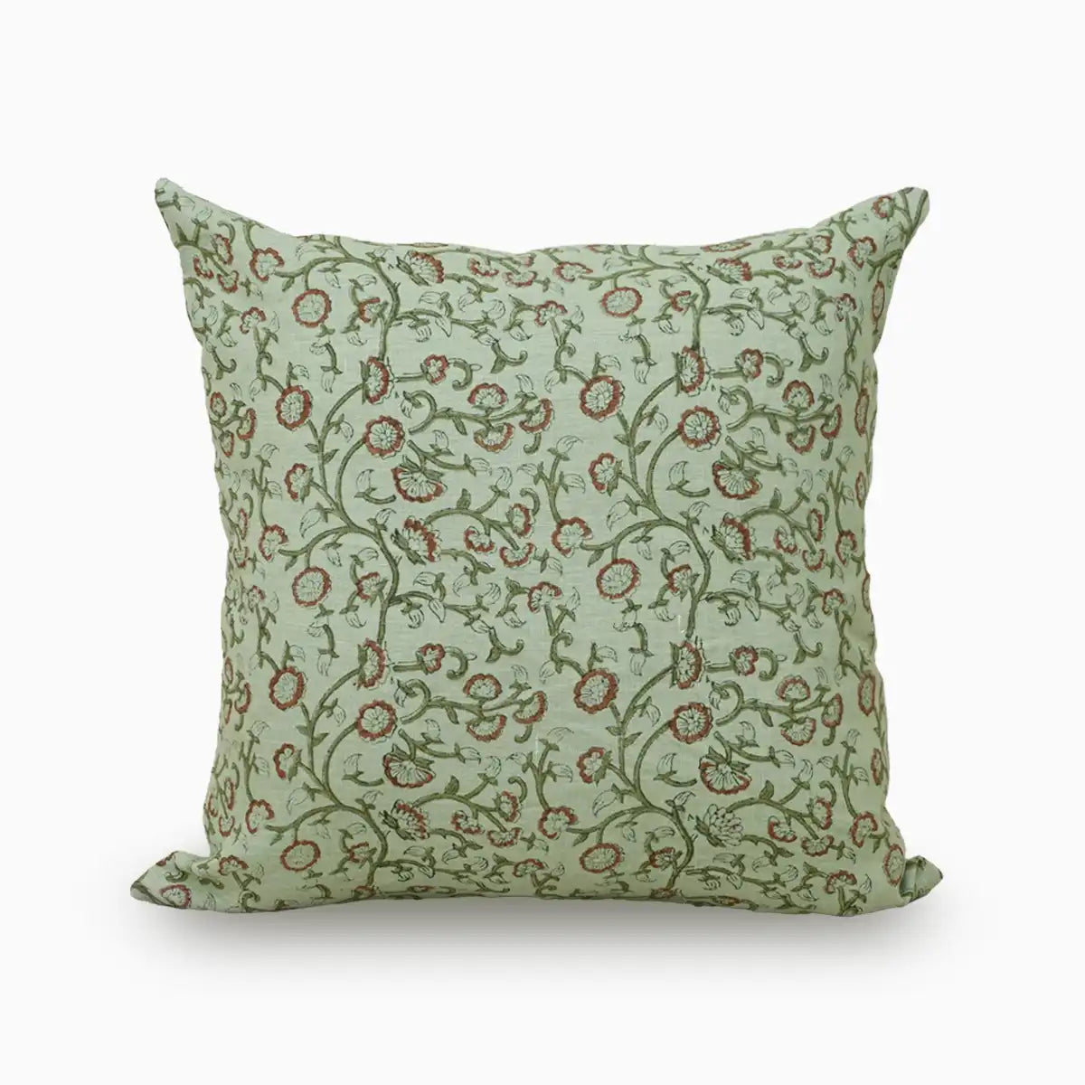 Mint Rust Vine Linen Pillow Cover – Botanical Bloom 16"X42" Double Sided Pillow Covers
