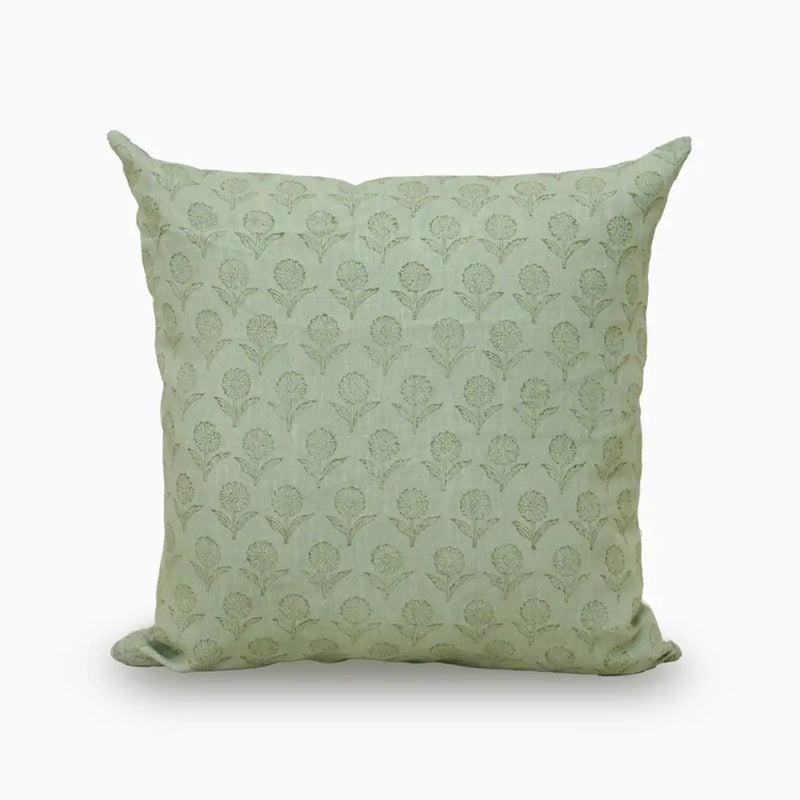 Mint Ditsy Meadow Linen Pillow Cover – Sage Buti 16"X42" Double Sided Pillow Covers