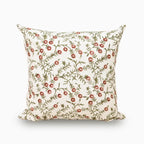 Botanical Drift Ochre Bloom Linen Pillow Cover - Ivory & Red 16"X42" Double Sided Pillow Covers