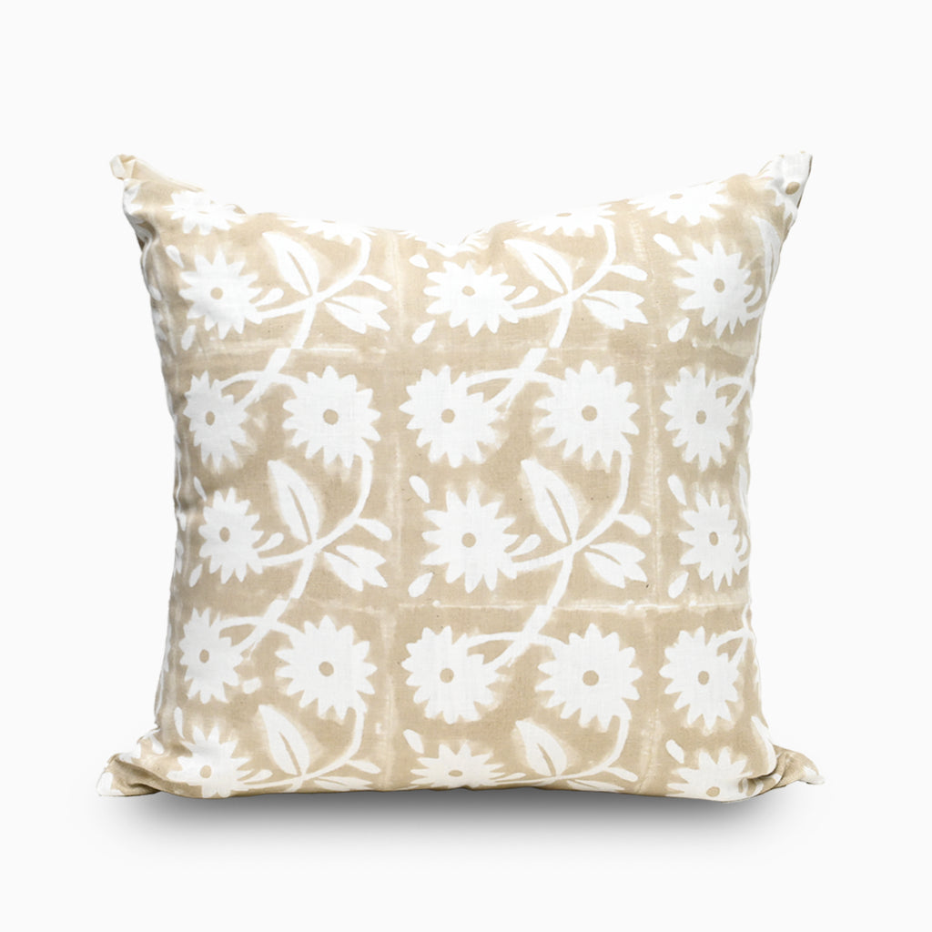 Hayley Beige Floral Pillow Cover Pillow Covers