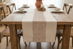 Hand Block Print Table Runner – Natural Beige, Blush & Chestnut