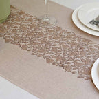 Hand Block Print Table Runner – Natural Beige, Blush & Chestnut