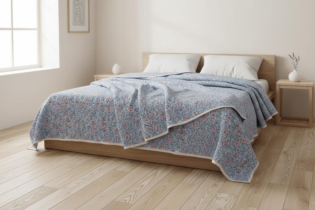 Willow Hand Block Printed Quilt Quilts