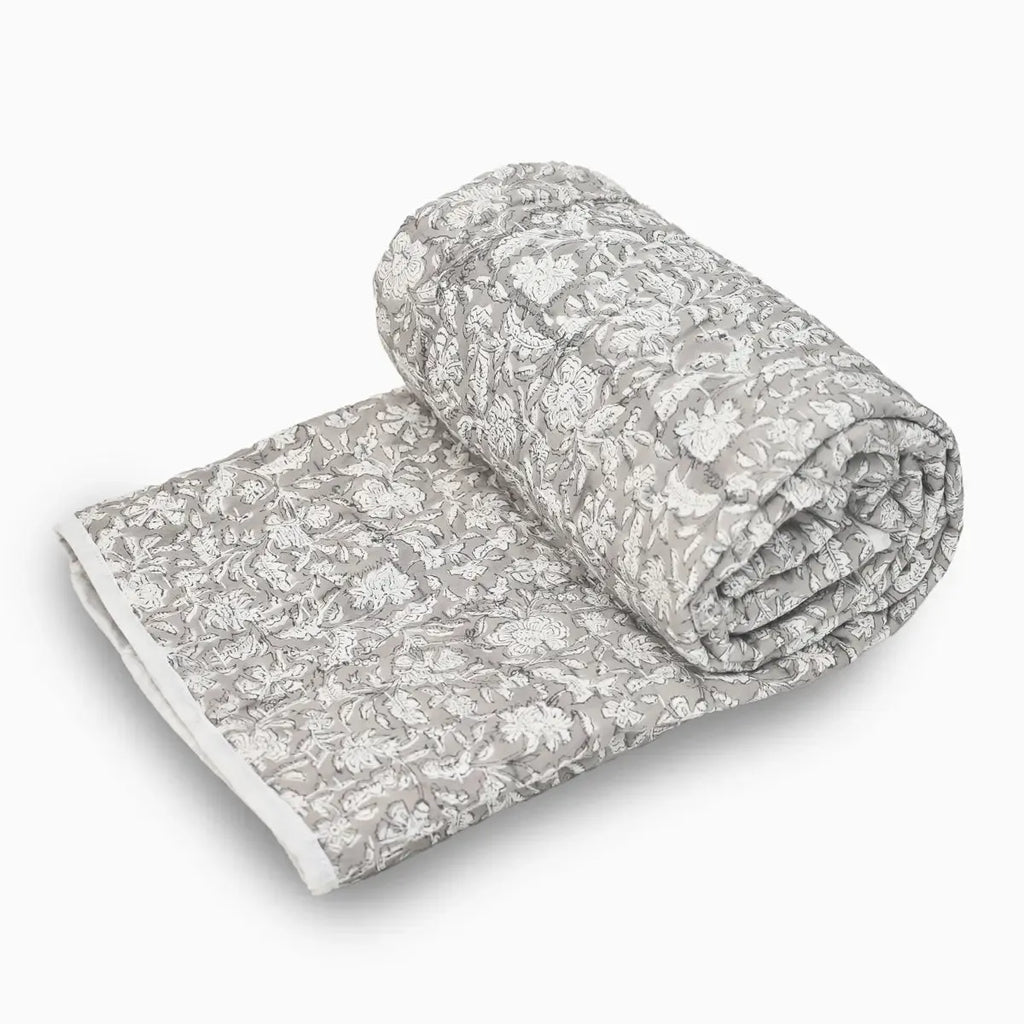 Magnolia Hand Block Printed Quilt Quilts