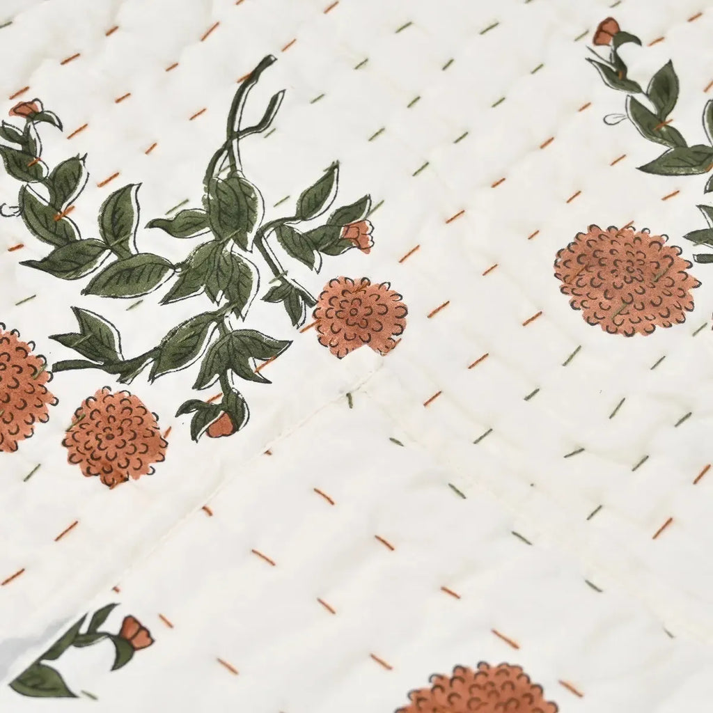 Laurel Hand Block Printed Quilt Quilts
