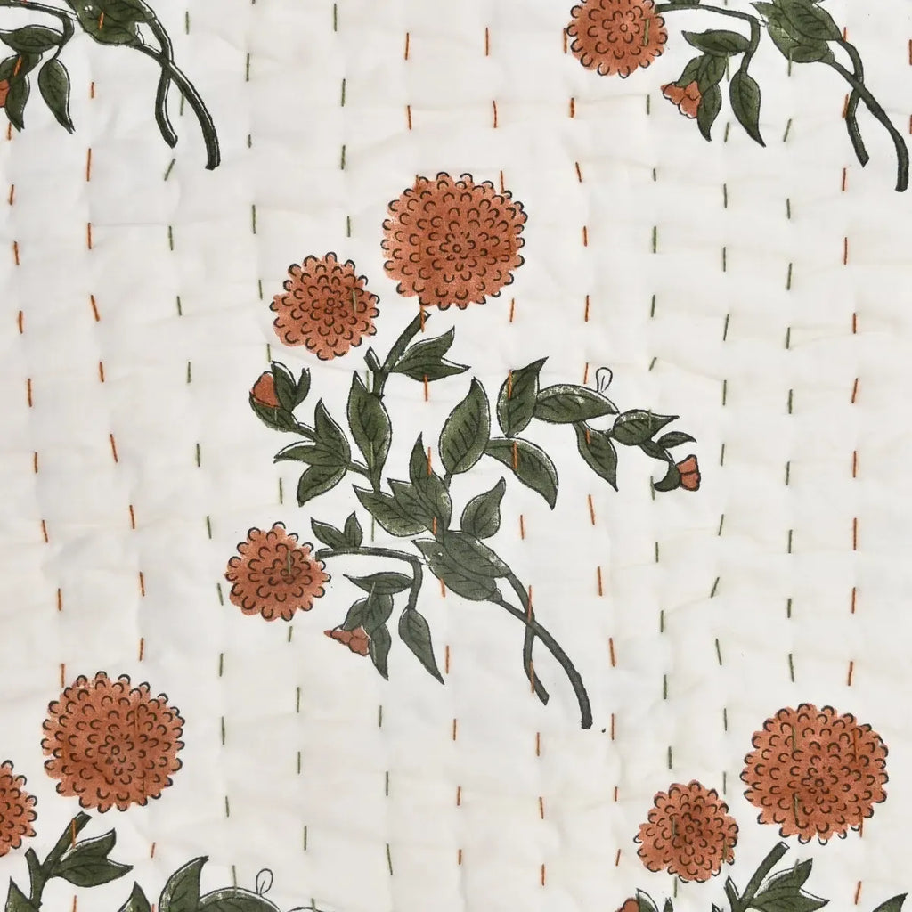 Laurel Hand Block Printed Quilt Quilts