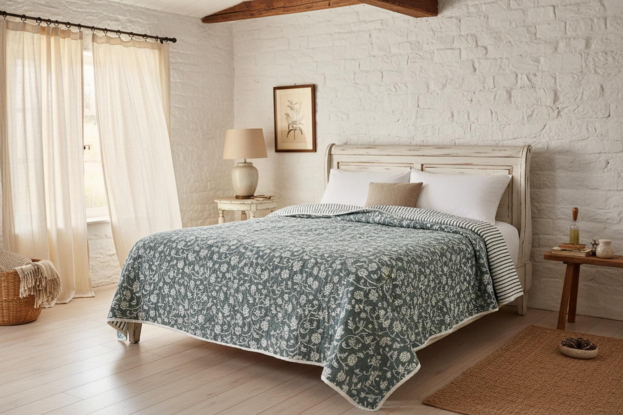 Clover Hand Block Printed Quilt