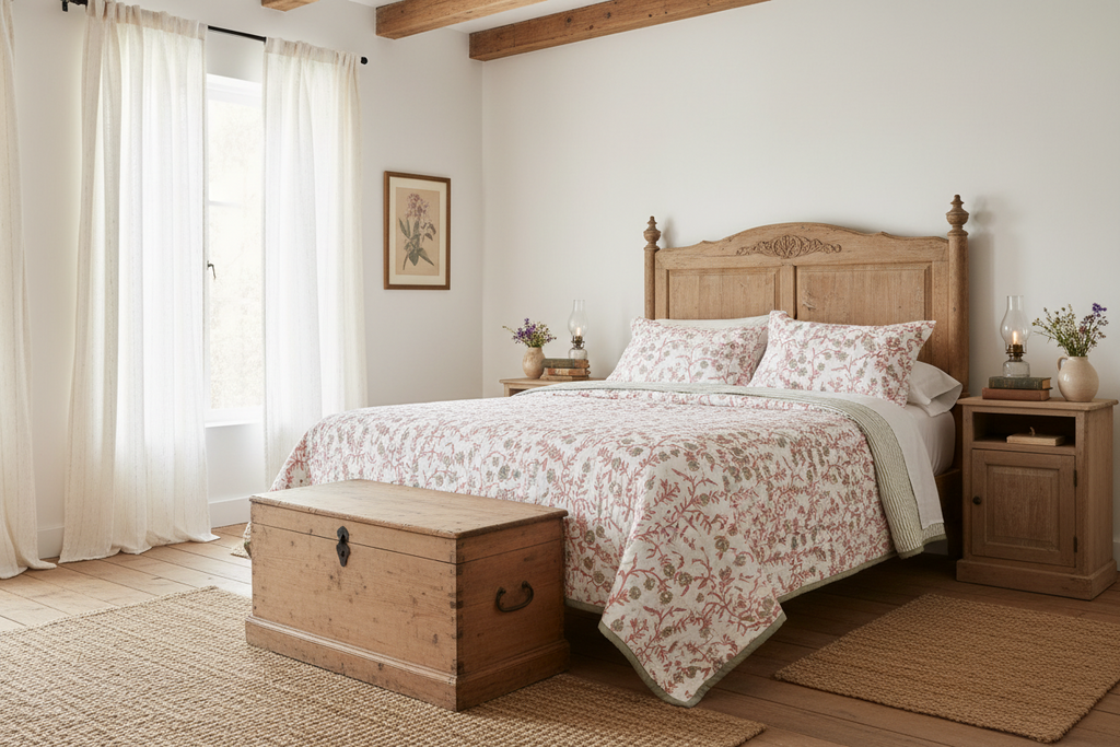 Nancy Hand Block Printed Quilt Quilts