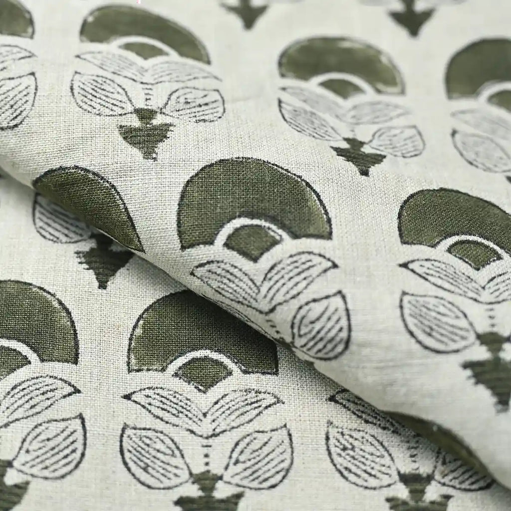 Hepburn Block Print Linen Fabric