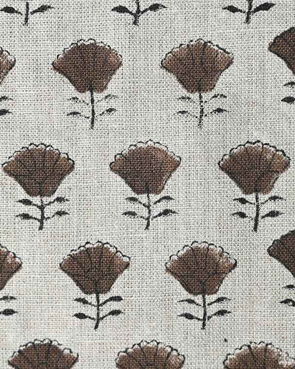 Arianna Block Printed Upholstery Linen Fabric Linen Fabric