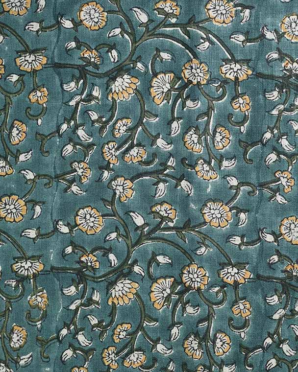David Hand Block Printed Linen Harvest Gold Linen Fabric