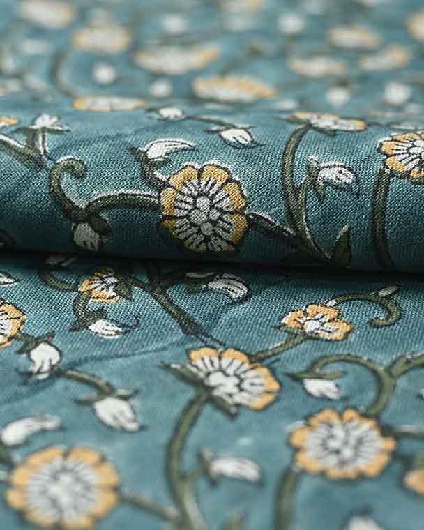David Hand Block Printed Linen Linen Fabric