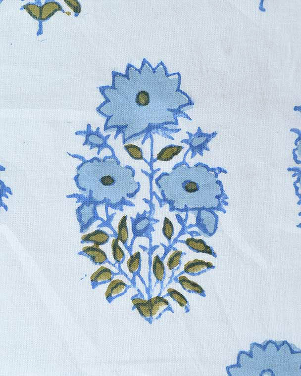 Mughal Flower Block Print Cotton Fabric Cotton Fabric