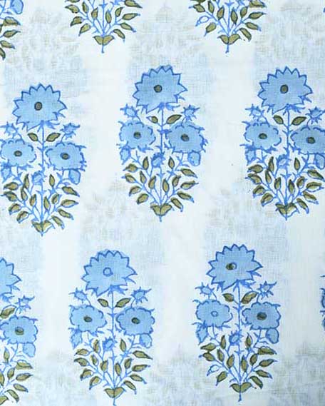 Mughal Flower Block Print Cotton Fabric Cotton Fabric