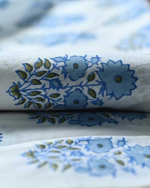 Mughal Flower Block Print Cotton Fabric Cotton Fabric