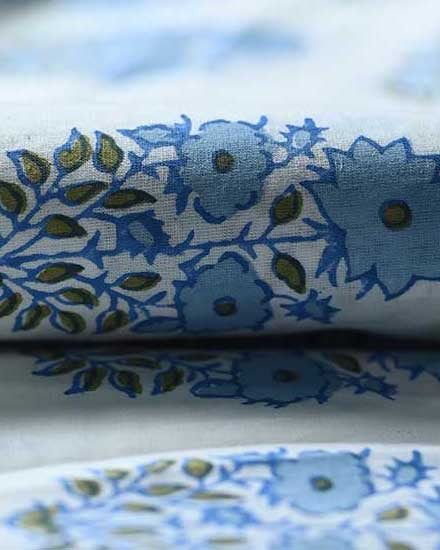 Mughal Flower Block Print Cotton Fabric Cotton Fabric