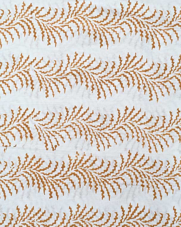 June Hand Block Printed Cotton Fabric Yard Brown Off-White Cotton Fabric