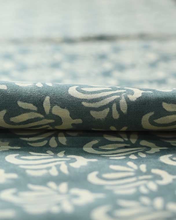Roseline Hand Block Print Designer Floral Cotton Fabric Cotton Fabric