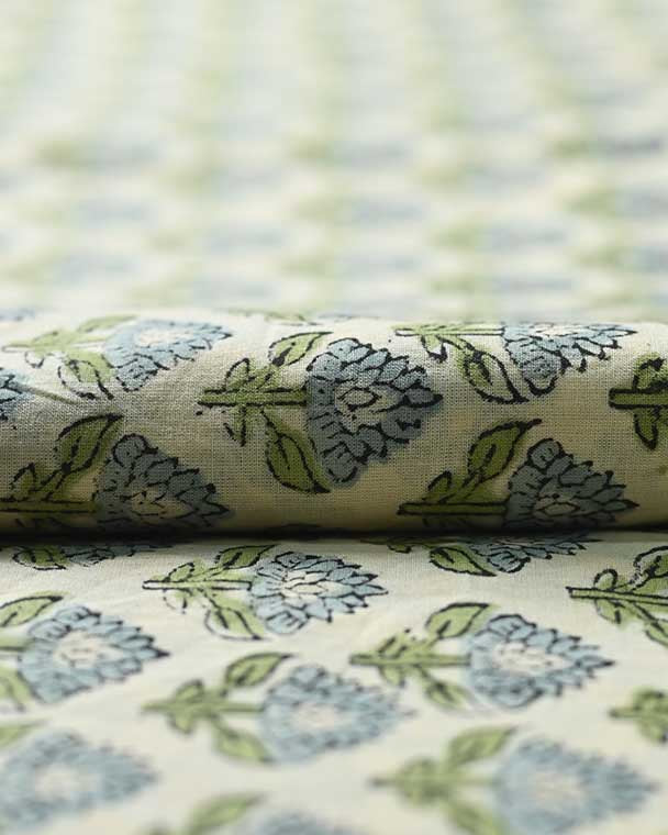 Quill Block Printed Fabric By The Yard Cotton Fabric