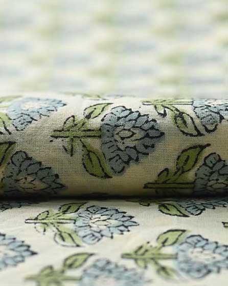 Quill Block Printed Fabric By The Yard Cotton Fabric