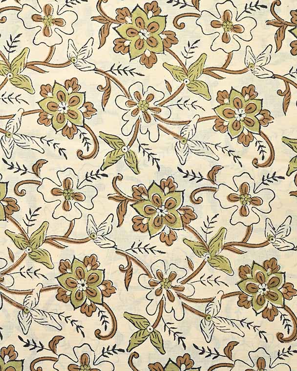Holly Indian Cotton Block Print Fabric Yard Cotton Fabric