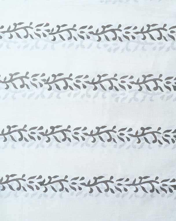 Anara Indian Cotton Block Print Fabric Yard Gray Cotton Fabric