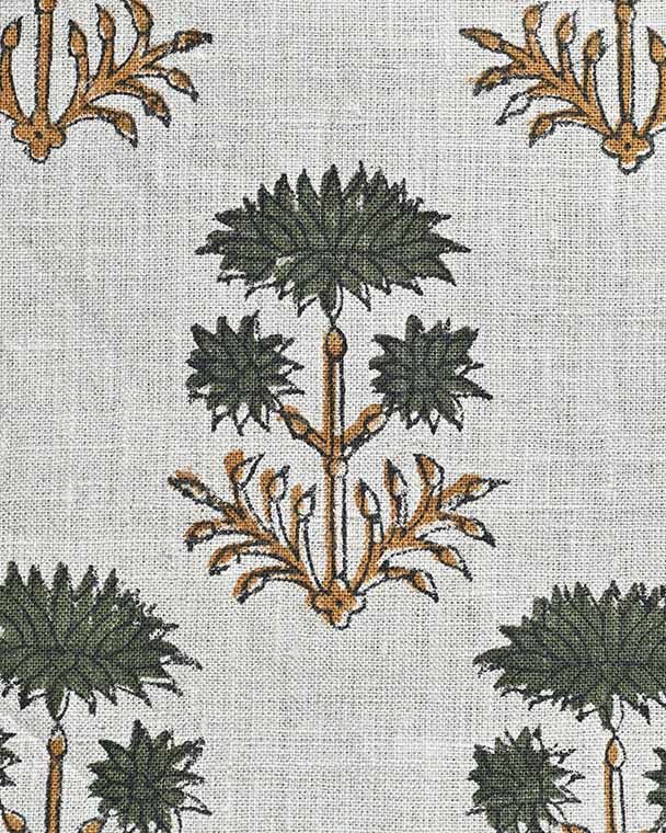 Sandra Hand-Block Printed Linen Fabric Linen Fabric
