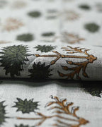 Sandra Hand-Block Printed Linen Fabric Linen Fabric