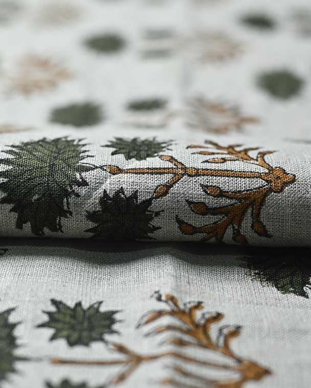 Sandra Hand-Block Printed Linen Fabric Linen Fabric