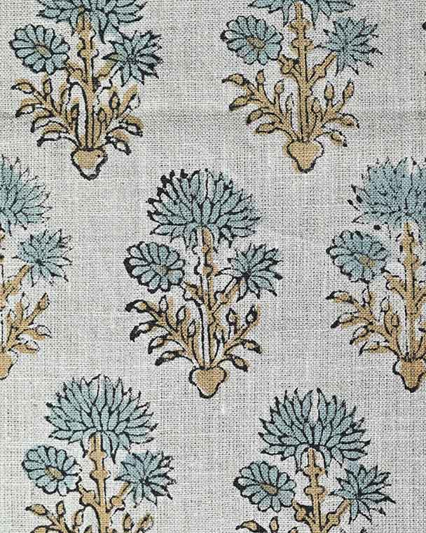 Sandra Hand-Block Printed Linen Fabric Linen Fabric