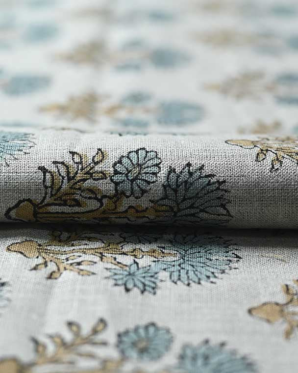 Sandra Hand-Block Printed Linen Fabric Linen Fabric