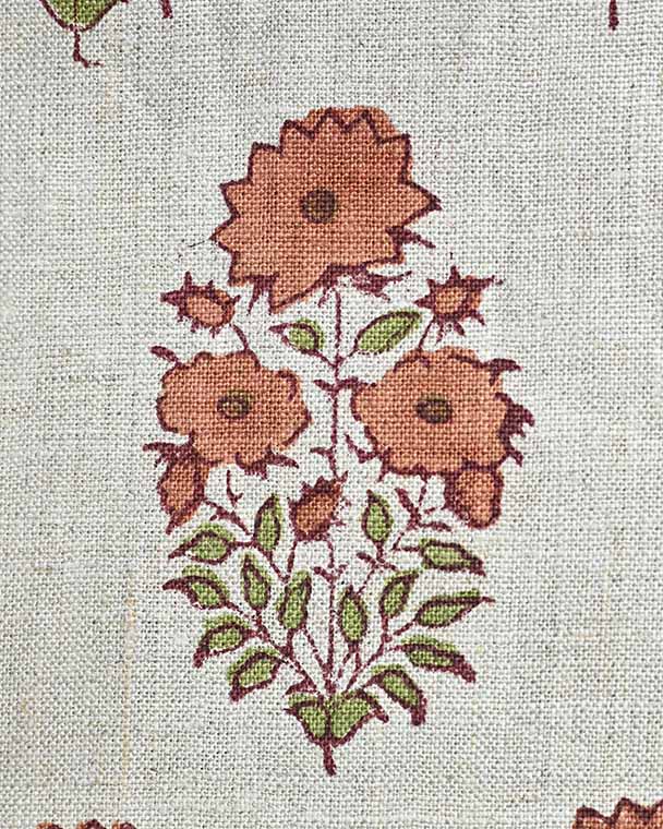 Skye Block Print Linen Linen Fabric