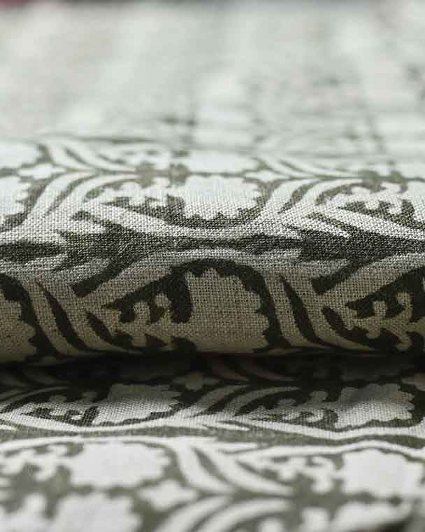 Henderson Floral Block Printed Linen Fabric Linen Fabric