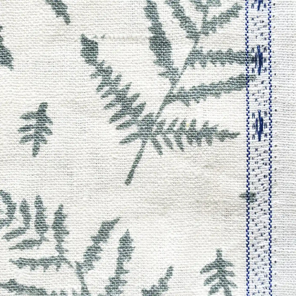 The Willow Fern Coastal Blue Linen Fabric Linen Fabric