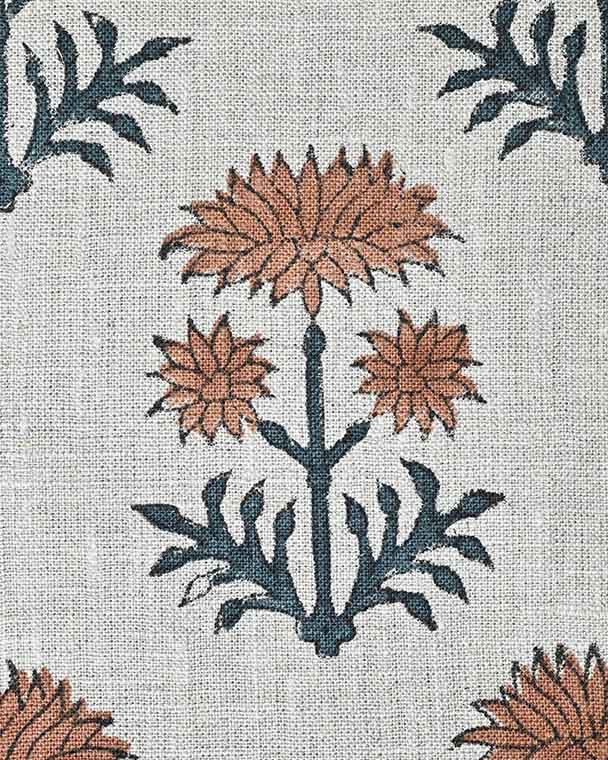 Sylvia Hand Block Printed Linen Fabric Linen Fabric