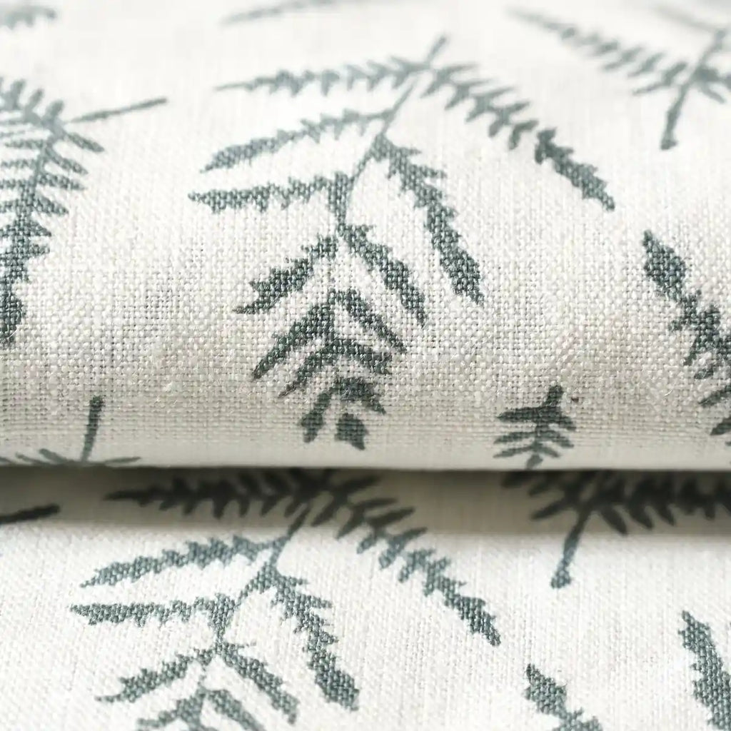 The Willow Fern Coastal Blue Linen Fabric Linen Fabric