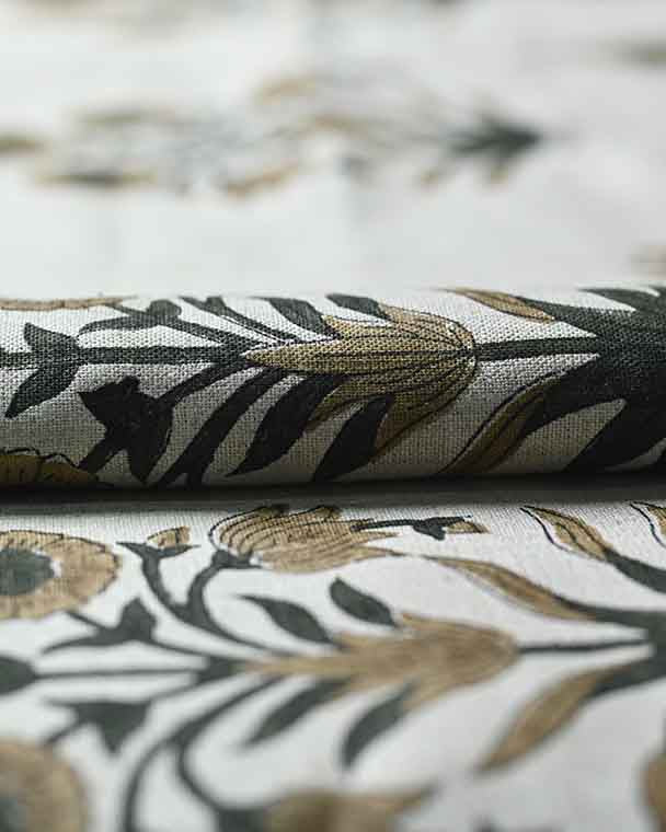 Marigold Hand Block Printed Linen Linen Fabric
