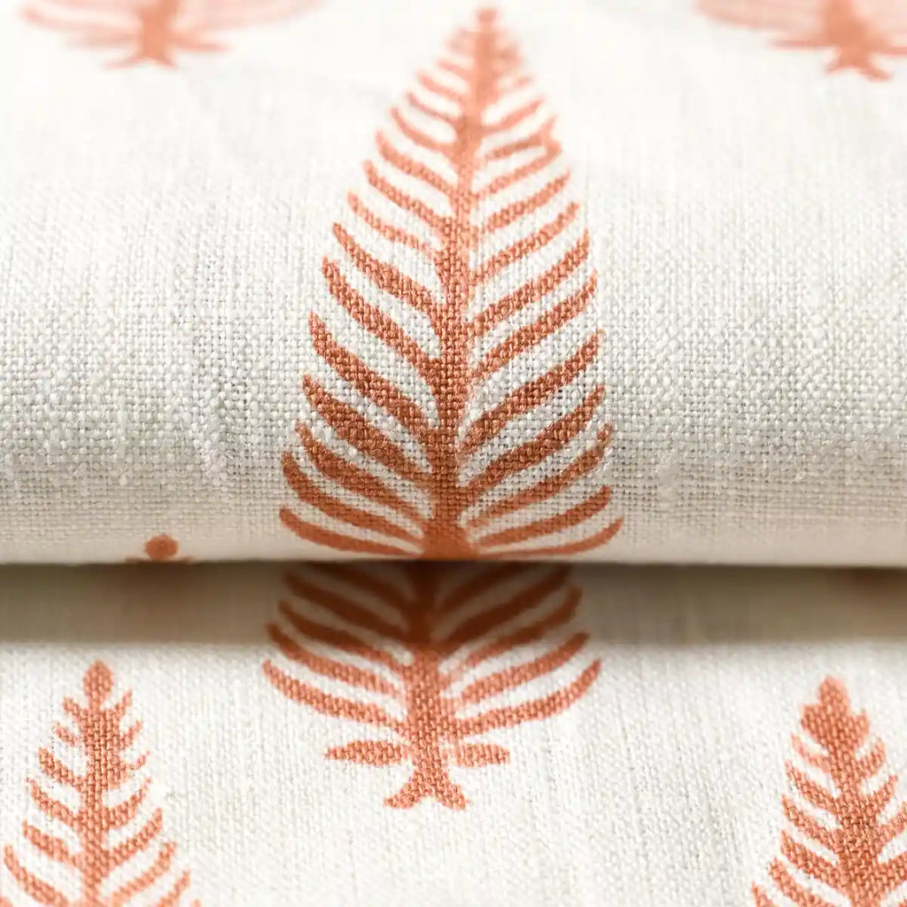 The Fern Coral Linen Fabric Linen Fabric