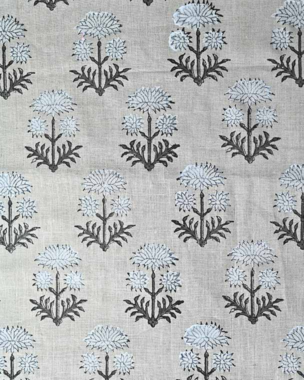 Sandra Hand-Block Printed Linen Fabric Linen Fabric