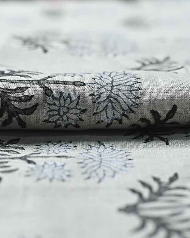 Sandra Hand-Block Printed Linen Fabric Linen Fabric