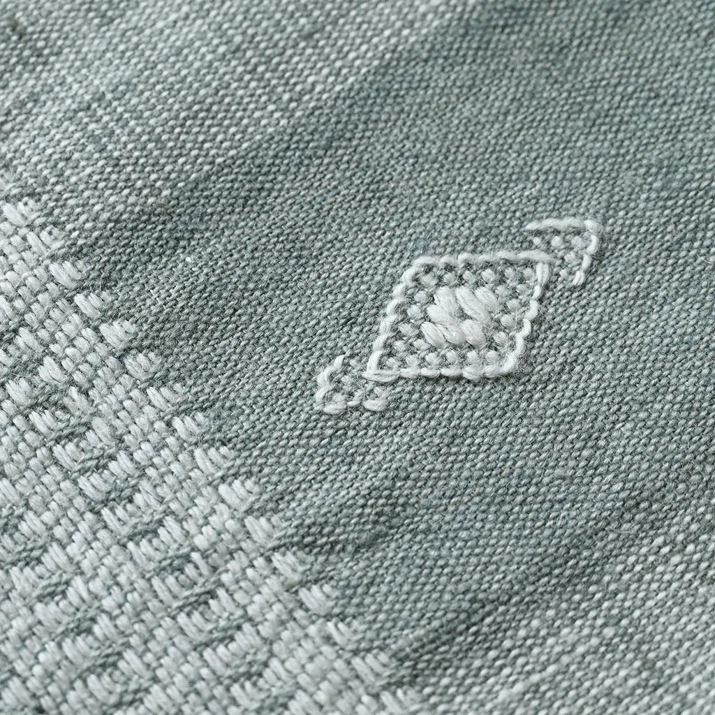 Vintage Bhujodi Handwoven Wool Bed Throw – Sage Green Handloom Throws