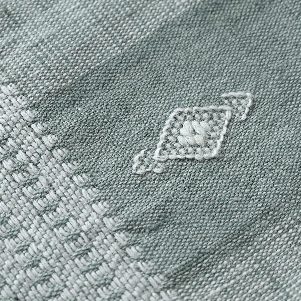 Vintage Bhujodi Handwoven Wool Bed Throw – Sage Green Handloom Throws