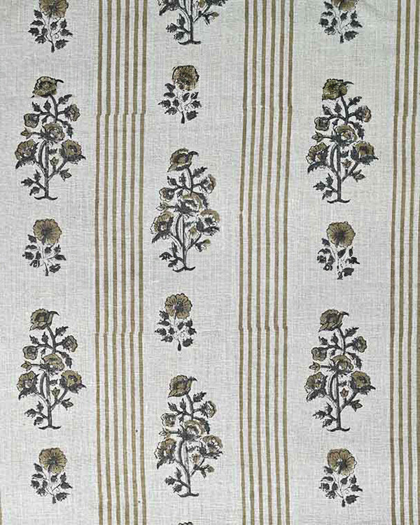 Arla Hand Block Printed Linen Fabric